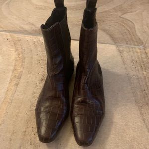 Trademark Delphine Croc-Effect Leather Boot